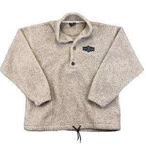 E.M.I. Jacket Mens Medium Beige Sherpa Fleece Park City Ski Pullover USA Vintage